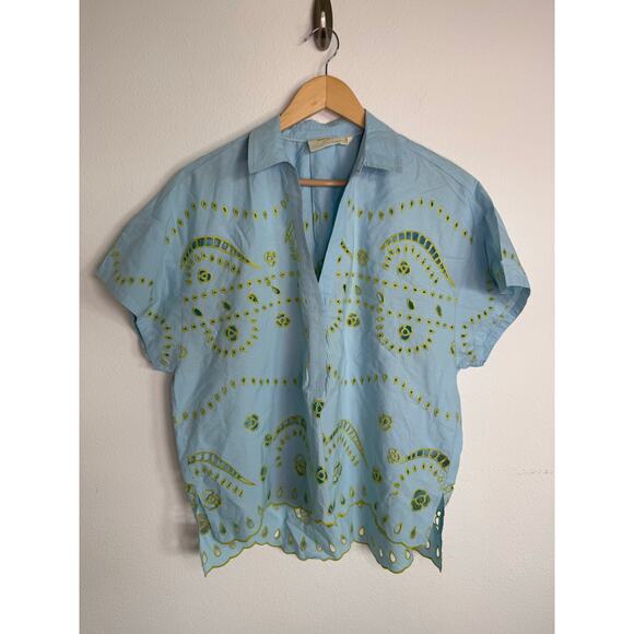 Embroidered Blue Blouse - Picture 1 of 7